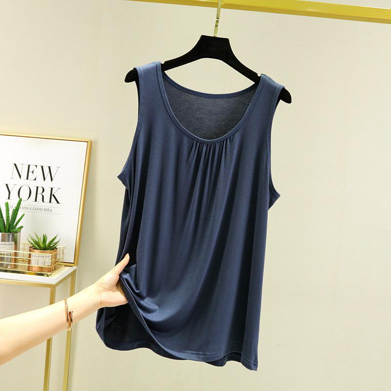 Женский свободный жилет без рукавов из модала на лето, больших размеров, универсальная верхняя и нижняя одежда, легкий домашний топ, рубашка с тонким нижним краем.