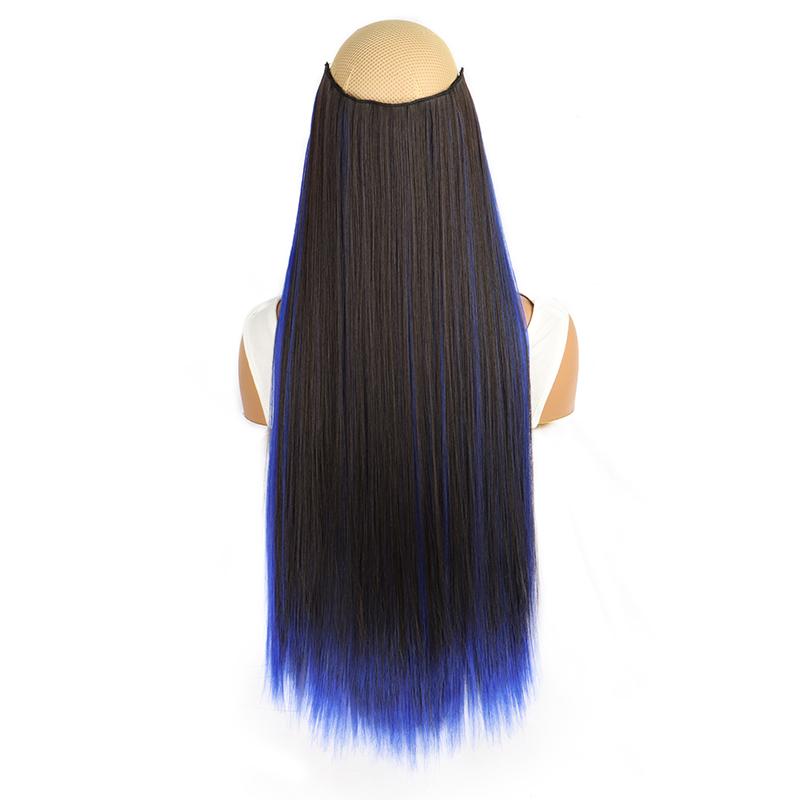 WIGSIN Synthetic 24Inch One Piece 5 Clip Long Straight Highlights Hair Extension Daily Hair Accessories for Women