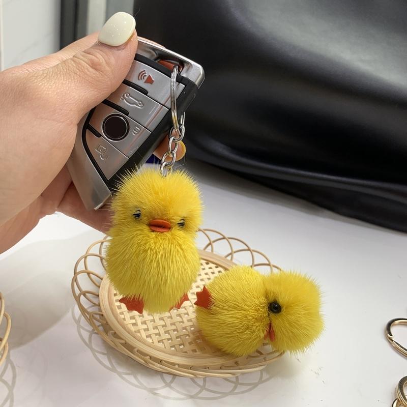 Cartoon Plush Helmet Duck Keychains for Car Key Handbag Pendant Key Chains Fashionable Keychain Cute Key Ring Small Gift