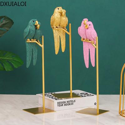 DXUIALOI Nordic Creative Simple Resin Crafts Couple Parrot Model TV Cabinet Living Room Desktop Decoration Home Decoration