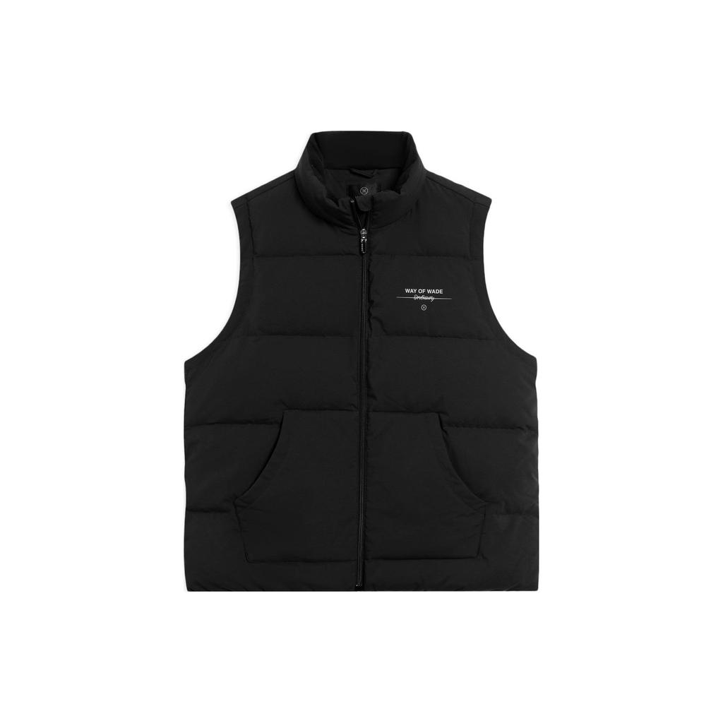 Li Ning Wade Series Solid Color Stand Collar Goose Down Vest Men Vests Black AMRT059-1