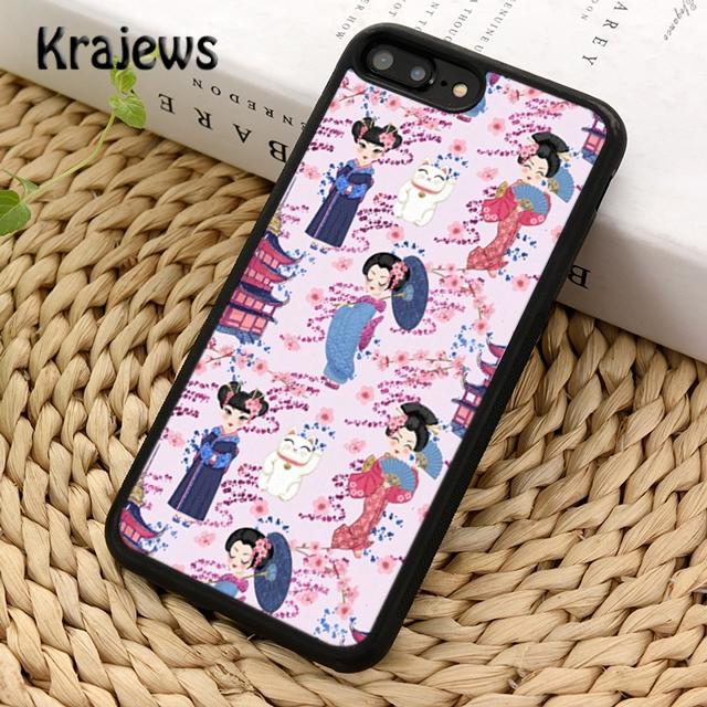 Krajews Милая японская кукла Кокеши Чехол для телефона Cover Для iPhone 17 Air 16 15 14 plus 11 12 13 pro max coque Оболочка Fundas