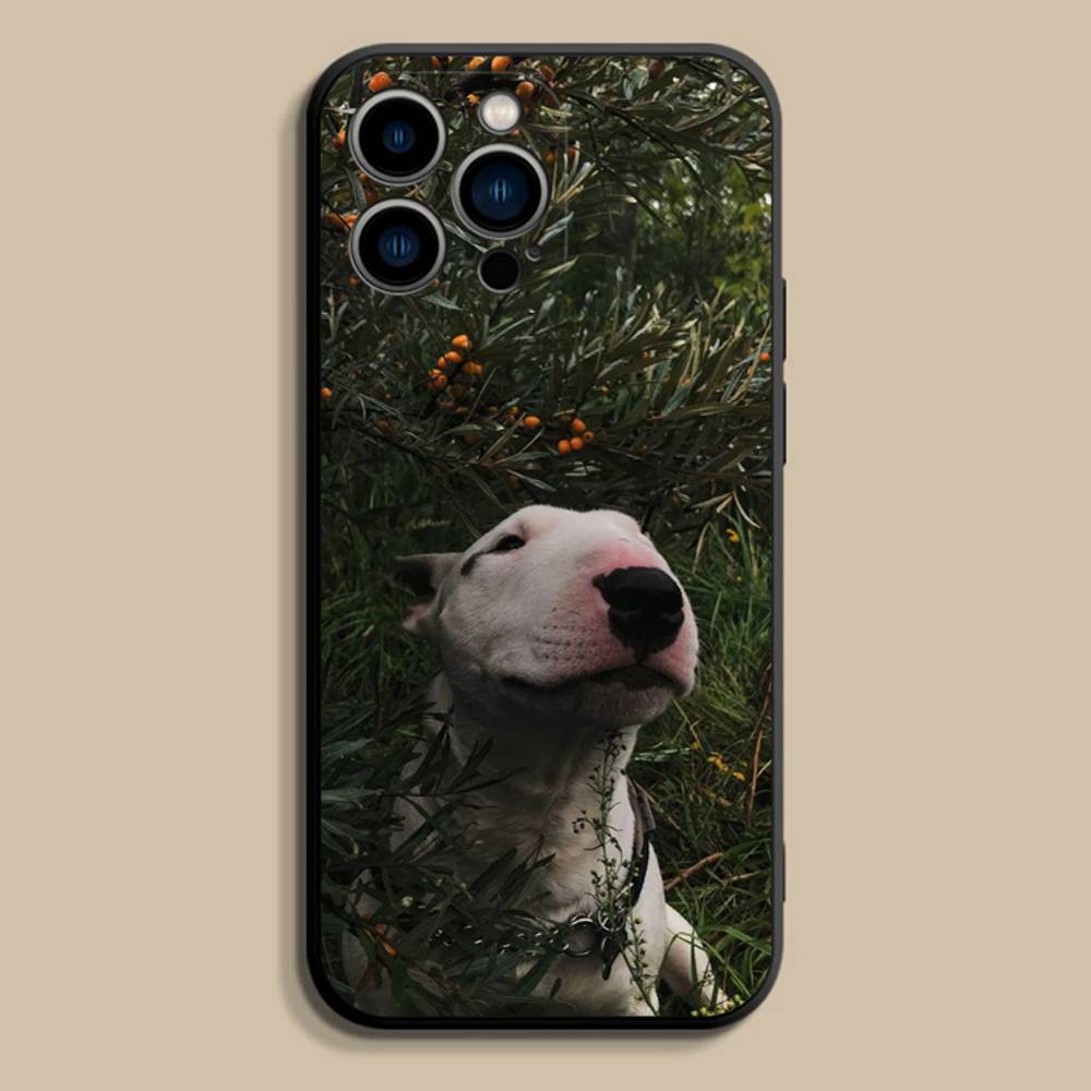 Смешной Чехол для Телефона с Собакой Бультерьер для iPhone 17,16,15,14,13,12,Pro,Max,Plus,E,SE4,Air,Mini Черный Мягкий Чехол