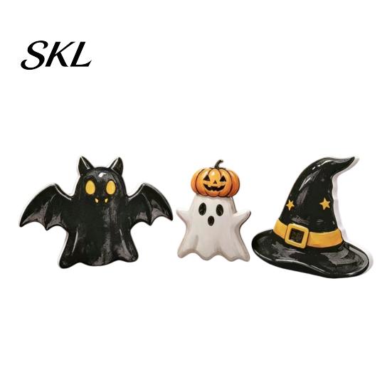Cute Spooky Home Decor 3Pcs Halloween Decoration, Resin Micro Landscape Miniature Figurines, Ghost Kids Decoration Pumpkin Fairy Garden Ornament