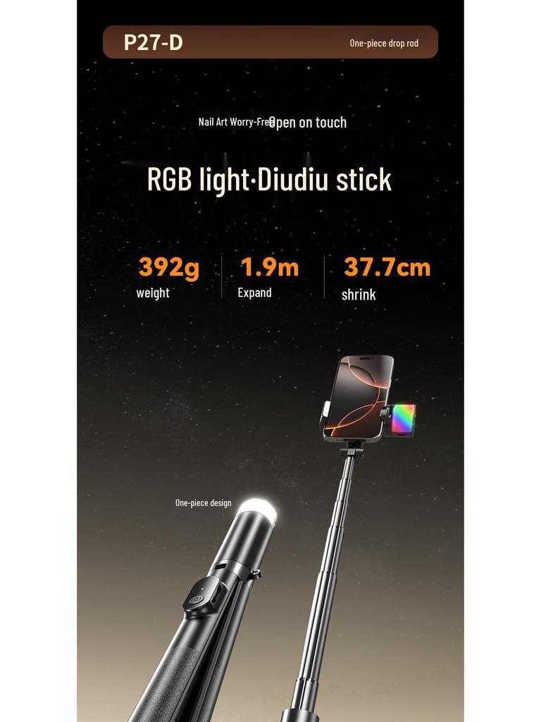 Diudiu Retractable Bluetooth Selfie Stick Tripod for Live Streaming & Photography.