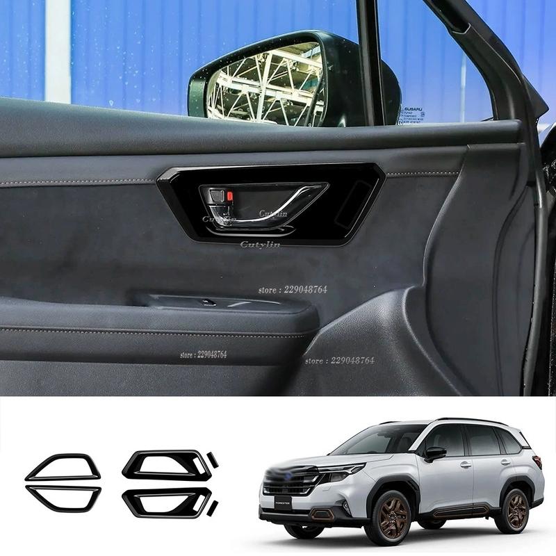 For Subaru Forester 2024 2025 ABS Black Car Inner Door Handle Door Bowl Cap Covers Trim Sticker Interior Accessories