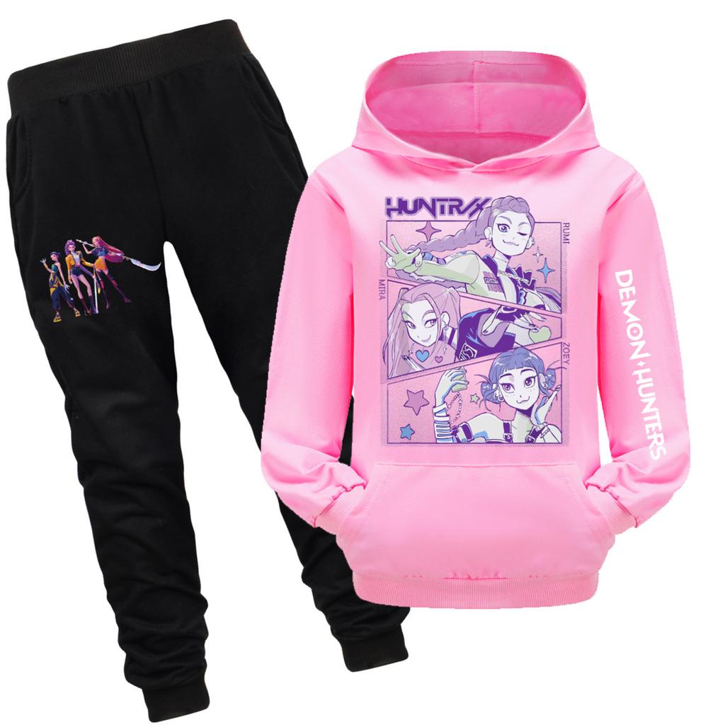 Children's Hooded Top And Pants Two-piece Tracksuit Set Long-sleeved Printed Sweatshirt Set