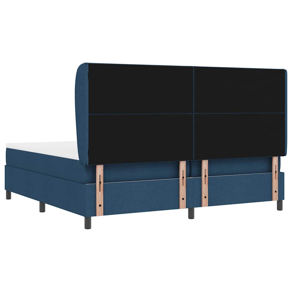 Box Spring Bed with Mattress and Headboard Blue 200 x 200 cm Fabric