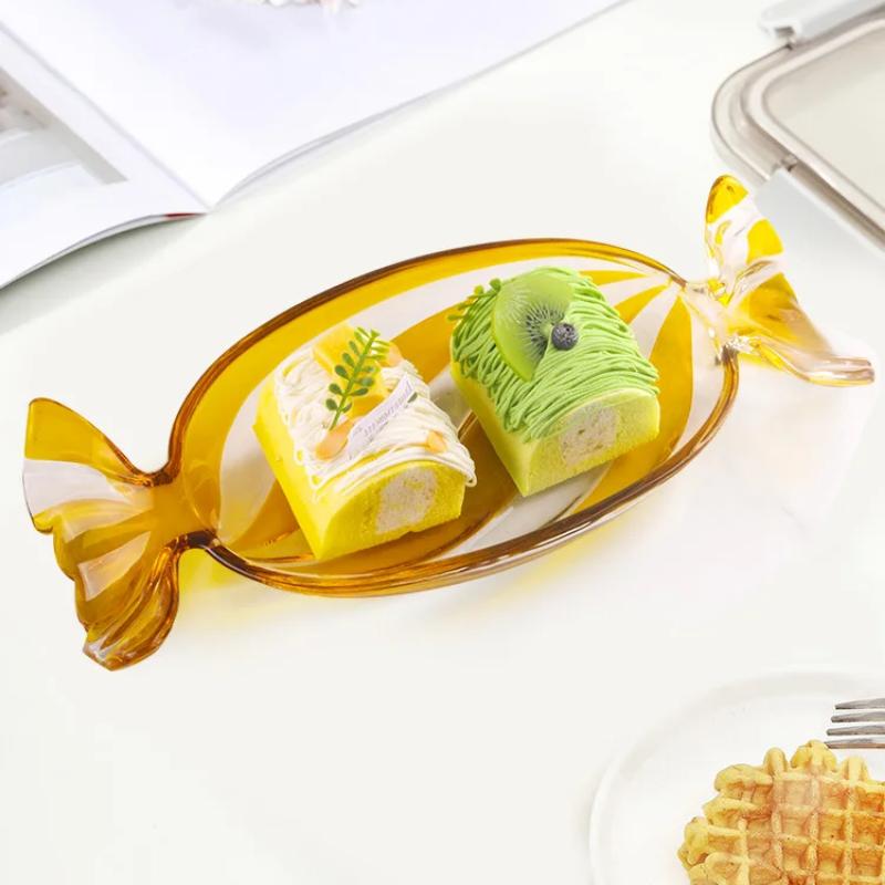Тарелка для закусок из утолщенного хрусталя Поднос для десертов в форме конфет Блюдо для сервировки на вечеринку Рождественская декоративная посуда Праздничная сервировка