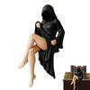 3D Ручная работа Смола Смерть Черная Мантия Статуя Готическая Сидящая Женщина Таинственная Статуэтка Украшения Настольная Фигурка