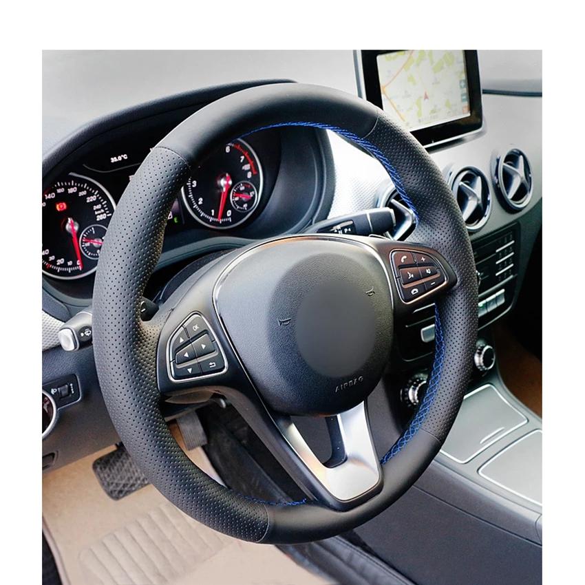 Черный чехол на руль из искусственной кожи для Mercedes Benz C180 C200 C260 C300 B200 E200 E300 CLS260 CLS300 GLC260 GLC300 A180
