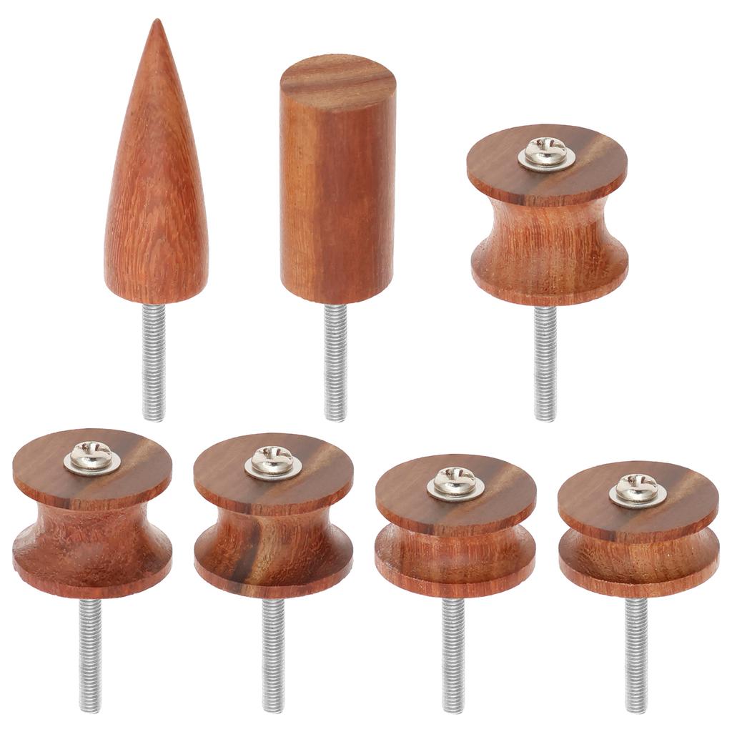 7Pcs Leather Edge Burnishing Bits Kit Enduring Sandalwood Head Leather Grinding Tool for Polishing Leather Crafts Rotary Tool