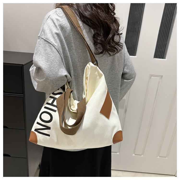 Новинка 2024 года, модная повседневная сумка большой емкости, универсальная парусиновая сумка через плечо, сумка для покупок