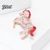 Unisex Brooch Pin Galloping Horse Enamel Rhinestones Studded Sophisticated Chinese