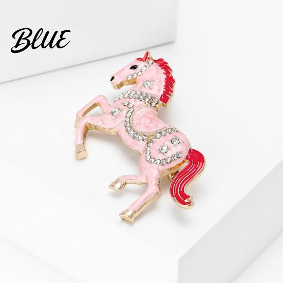 Unisex Brooch Pin Galloping Horse Enamel Rhinestones Studded Sophisticated Chinese