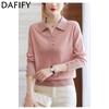 Women's Fashion Casual Fall Winter Solid Color Print Long Sleeve POLO Neck Sweaters
