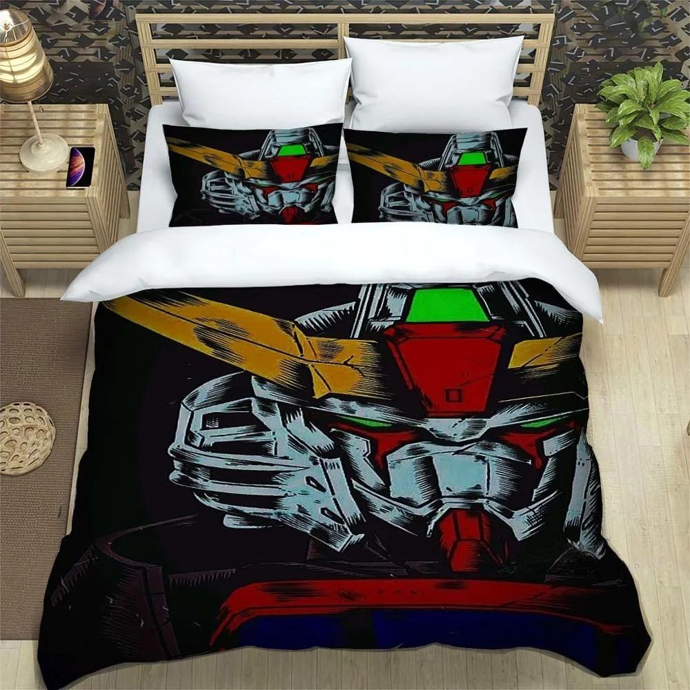 3D Printed Cartoon Gundam 2/3Piece Bedding Set: Duvet cover set suitable for adult boys and girls bedroom décor, children's gift