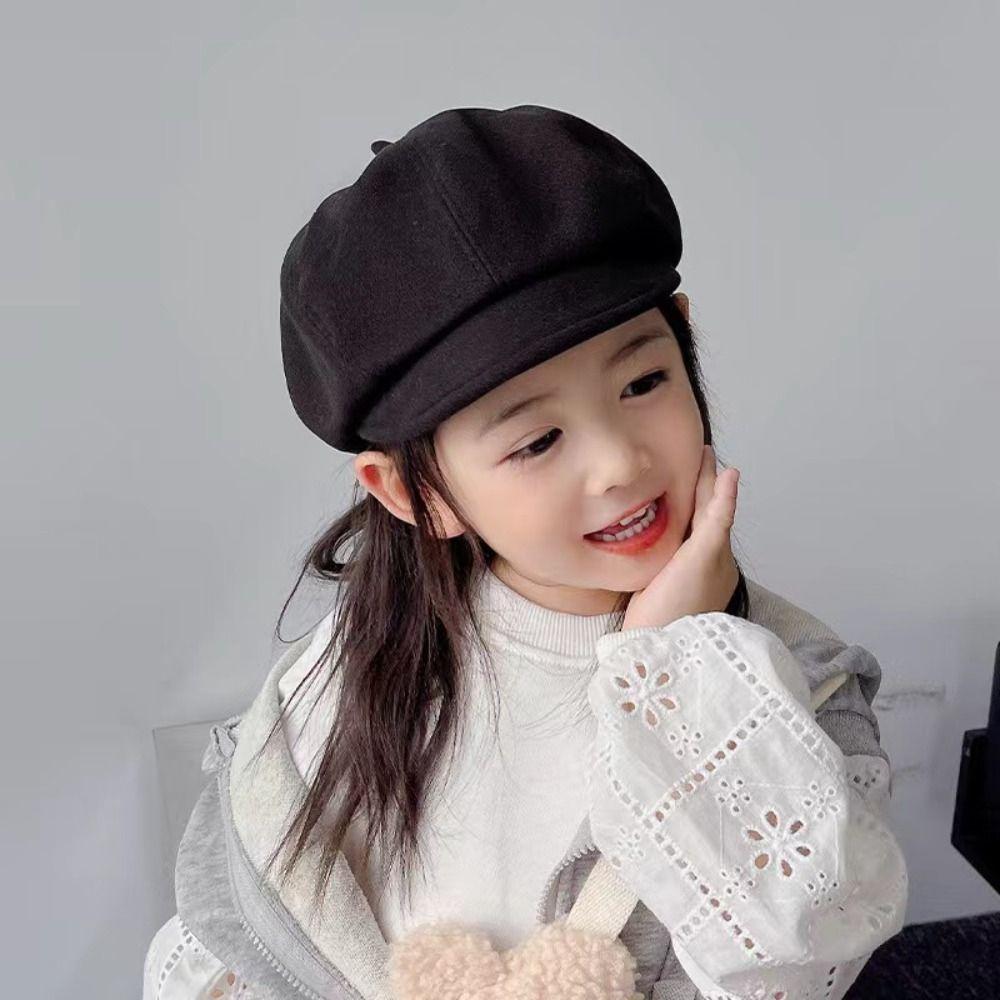 Flat Kids Berets Cap Y2K Children Newsboy Cap Soft Octagonal Hat Boys