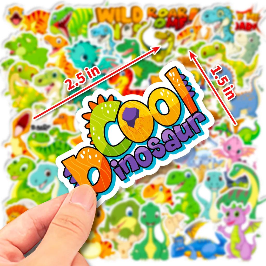50pcs Cartoon Dinosaur Sticker for Children Water Bottle Skateboard Waterproof Graffiti Stickers