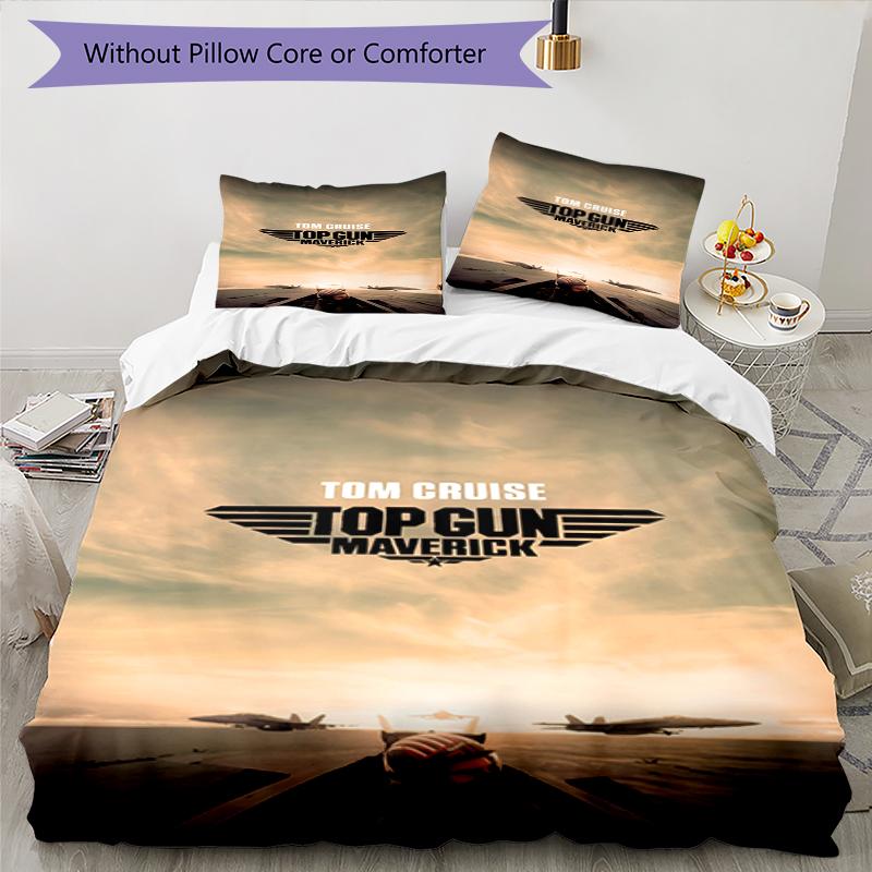 3pcs Top Gun Bedding Set Duvet Cover Closure Includes 1 Duvet Cover & 2 Pillowcases, Soft and Comfortable for All Seasons.