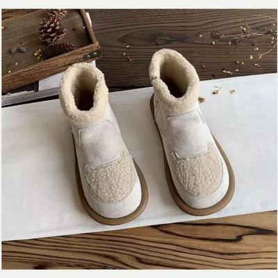 Нескользящие зимние ботинки, женские ботильоны, на плоской подошве, флисовые и утепленные хлопковые ботинки, теплая обувь