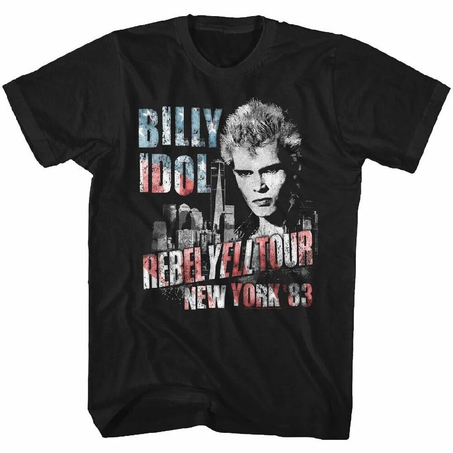 Billy Idol Rebel Yell Tour New York 83 Men's T Shirt Punk Rock Music Merch