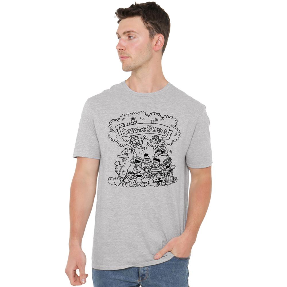 Sesame Street Unisex Adult Simple Street Group Shot T-Shirt