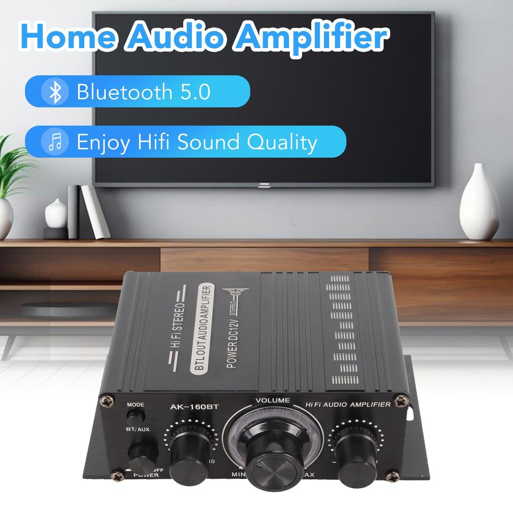 ASHATA AK160BT Bluetooth Стерео Аудио Усилитель 20 Вт x 2 Цифровой Аудио Усилитель для Домашнего и Автомобильного Радио с Низкими и Высокими Частотами ASHATAOPSTKX4UG8 5.0