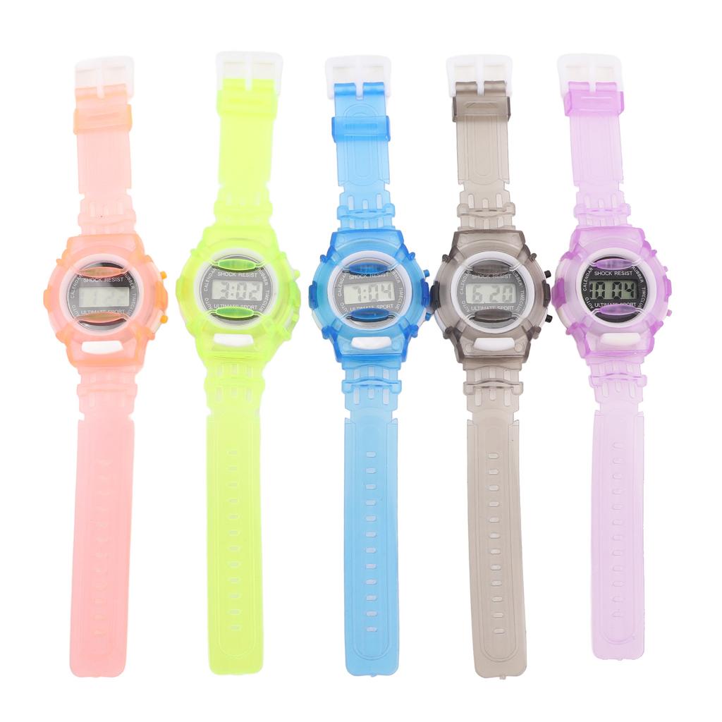 5pcs Kids Digital Sports Watch Calendar Display Shockproof Accurate Time Electronic Wrist Watches for Boys and Girls