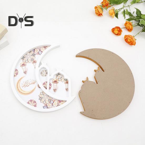 Деревянный поднос, сервировочный поднос с дизайном звезды и луны, праздничная деревянная тарелка для домашних вечеринок, торжеств и праздников