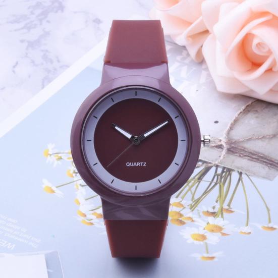 Girls Students Quartz Analog Jelly Silicone Band Round Dial Watch