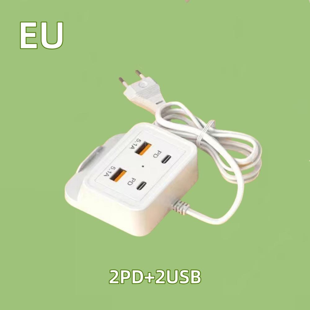 5.1A Fast Charging USB C Charger PD 4 Ports Wall Socket Mobile Phone Type C Charger Adapter Power Strip for iPhone 16 Samsung