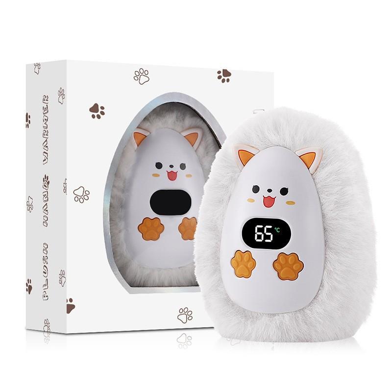 Cute Plush Cartoon Electric Hand Warmer Rechargeable USB Pocket Hand Warmer Portable Winter Digital Display Heater with Gift Box