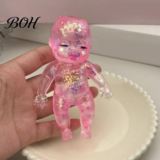 Babies Stress Ball Glitter Relief Toy, Clear Baby Doll Squeeze Soft Stretchy Portable Fidget Relaxing Gift for Adults Kids, Party Favors Relaxation