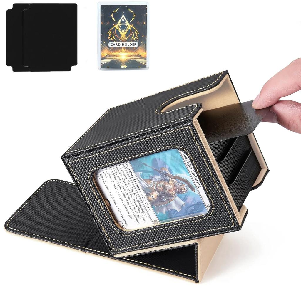 Вмещает 100+ колод торговых карт Бокс для колоды для MTG Commander Дисплей с 2 разделителями Коробка для хранения игровых спортивных карт ПУ Магнитный кейс для колоды