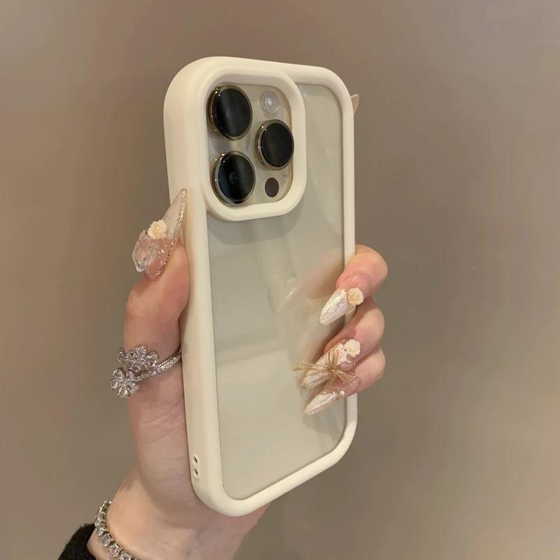 Роскошный прозрачный акриловый чехол для iPhone 17 16 15 14 Pro Max 13 12 11, конфетный силиконовый бампер, противоударная защитная крышка