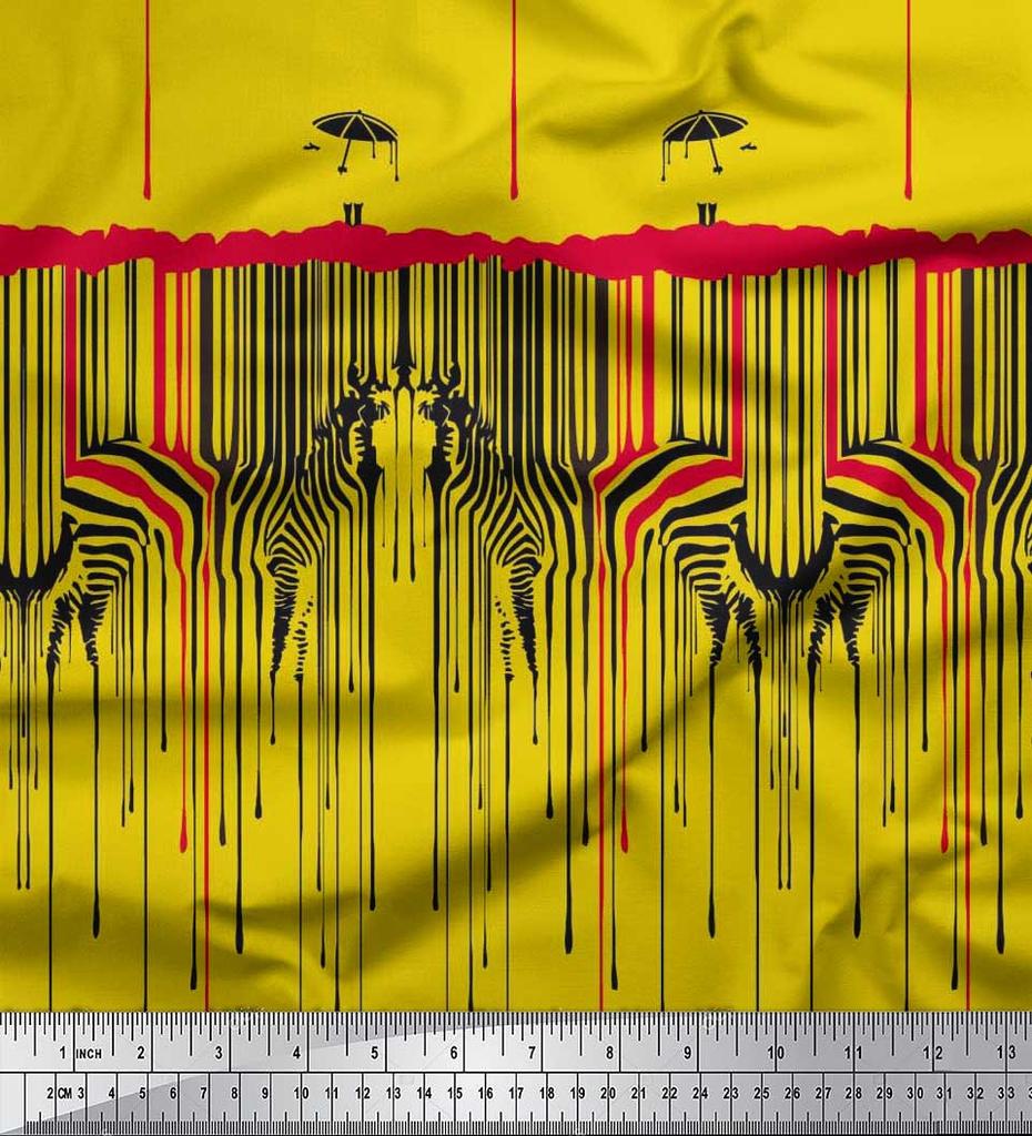 Soimoi Японский креп-сатин, ткань с принтом в виде зонтика и кожи зебры, 42 дюйма по метрам