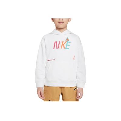 Nike Детская толстовка с капюшоном и принтом логотипа на кармане Детские толстовки с капюшоном белого цвета FJ9701-121