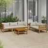 VidaXL Solid Acacia Wood Garden Lounge Set 6 Pcs with Cushion Patio Furniture Outdoor Furniture Garden Furniture 3086935