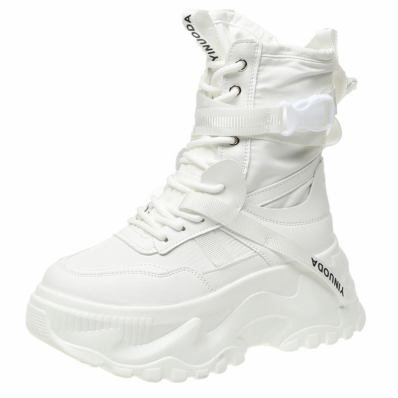 Женская вулканизированная обувь на массивной платформе, весна 2024, нескользящие мотоциклетные ботинки на шнуровке, женские дышащие ботильоны на толстой подошве