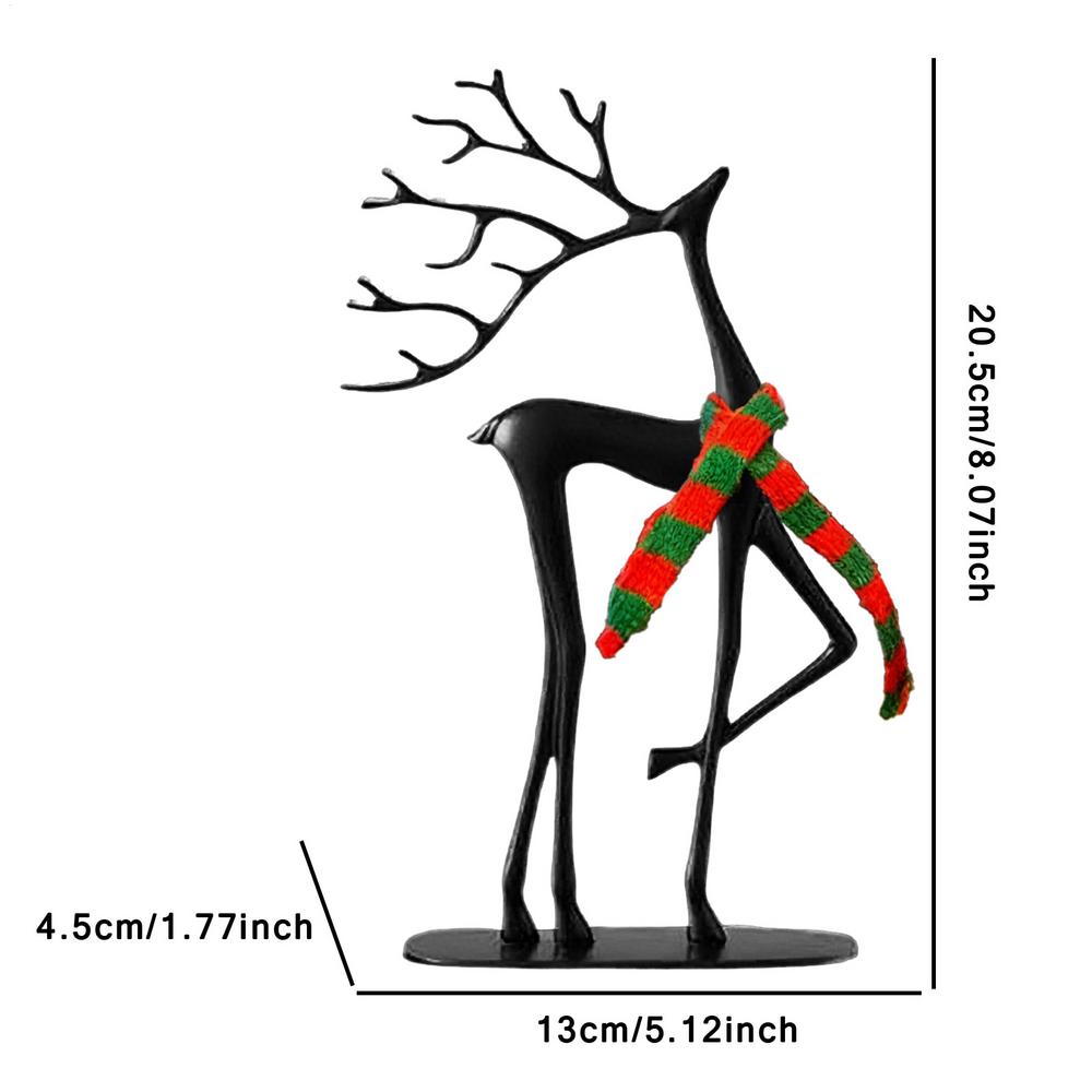 Олень Декор Черные Статуэтки Оленей Черные Металлические Статуэтки Лосей Рождественская Скульптура Оленя для Настольного Центрального Элемента Рождественский Декор