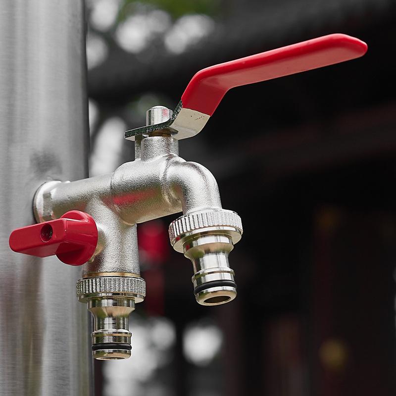 Двухвентильный кран для воды Садовое орошение Садовый поливочный клапан Переключатель Аксессуар для стиральной машины Резьба Сплав Смеситель для раковины
