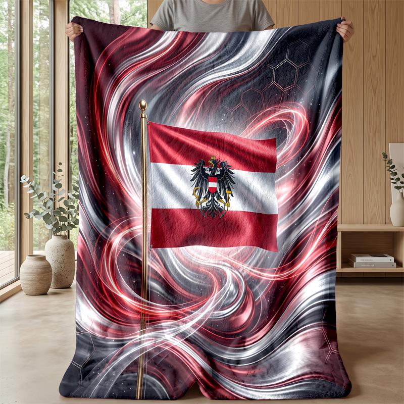 Austria Football Printed Flannel Blanket Skin Friendly Warm Decorative Throw for Indoor Couch Bed Daily Use
