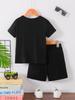 Boys' 2-Piece T-shirt & Shorts Set, KING Crown Print, soft breathable, casual for daily and outdoor wear Can you provide more co