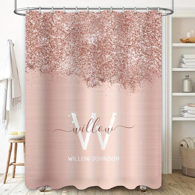Custom Shower Curtain With Glitter Design For Bath Decor Modern Bathroom Accessories For Her Gift Idea