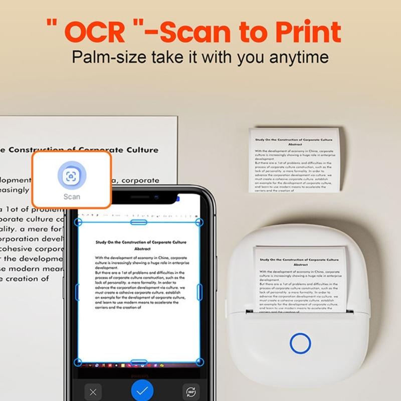 Compactly Bluetooth-compatible Cordless Printer For Household Use Clear Printing On Various Materials No Cartridge