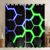 2-панельные светящиеся соты с шестигранным геометрическим принтом шторы для спальни, игровой комнаты, гостиной, окон, люверсов, карманов, штор