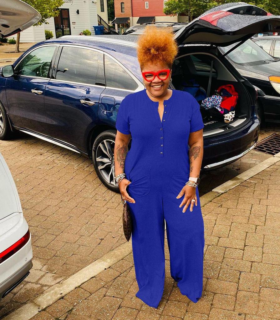 Женский повседневный комбинезон на пуговицах больших размеров - Европейский и американский стиль