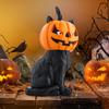 Хэллоуин Украшение Статуэтка Черного Кота Тыквы Смола Коллекционные Фигурки Хэллоуина для Газона Патио Домашний Настольный Декор