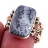 Natural Dendrite Opal Gemstone 925 Sterling Silver Two Tone Ring Size 7.5 o6O16